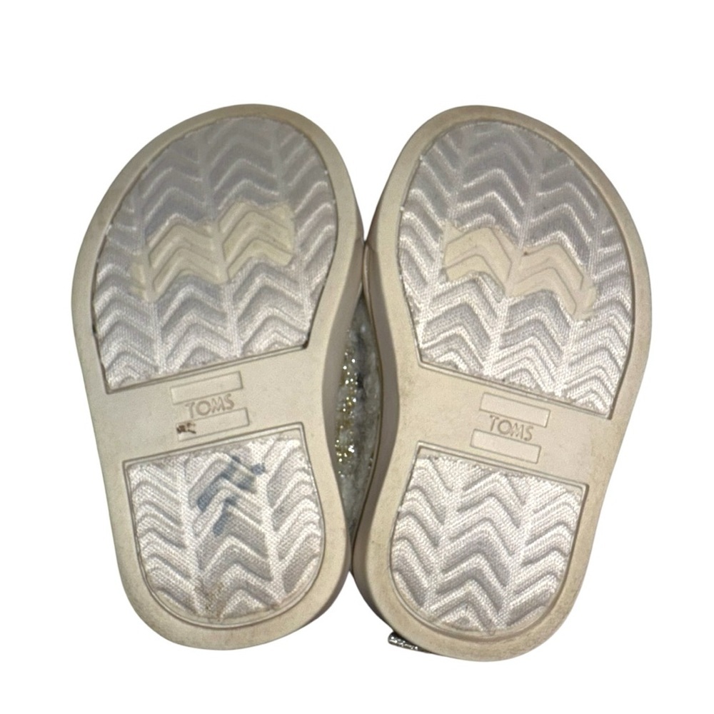 TOMS Girls Gold Tweed Glitter Velcro Sneakers Size T2 Toddler Sparkle Shoes - Picture 9 of 11